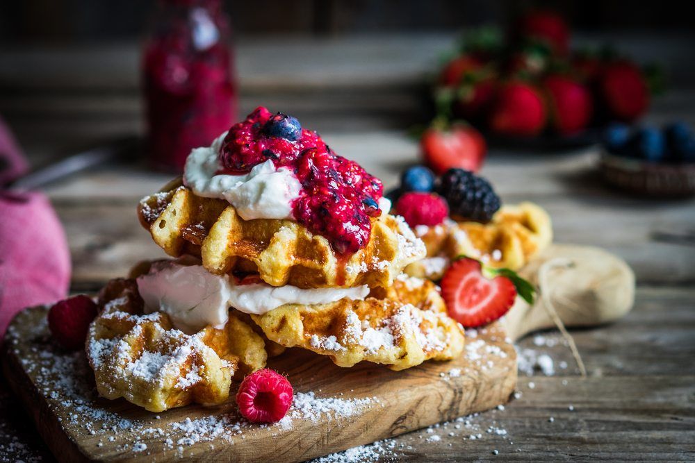 Add freshness to your waffles with berries.
