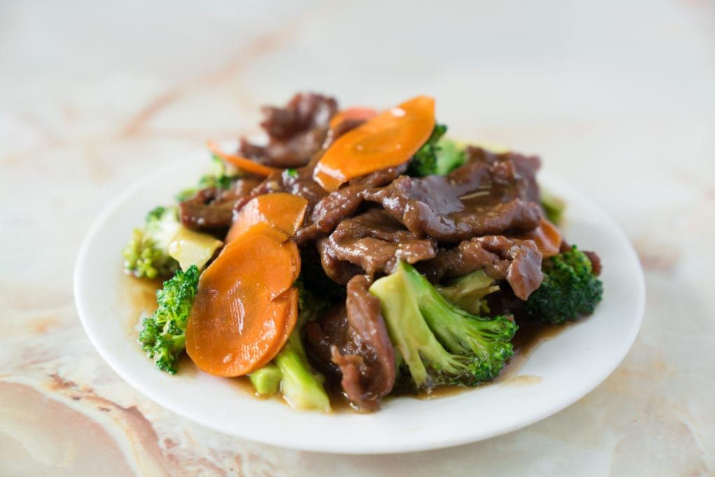 If you need Chinese catering ideas for a casual team meeting, try beef and broccoli. 
