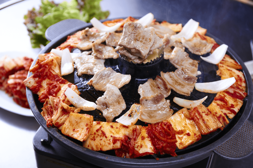 If you need catering ideas for work, consider ordering a platter of Korean food like samgyeopsal. 