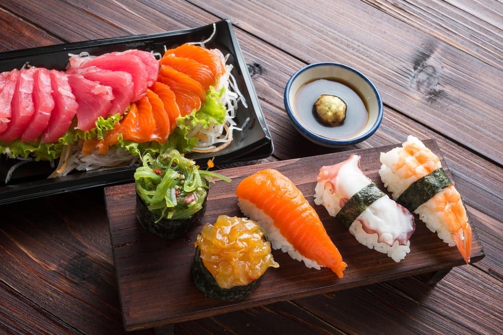 If you're planning sushi catering for your office, consider sashimi, pieces of delicate, raw fish without any rice or additional ingredients. 