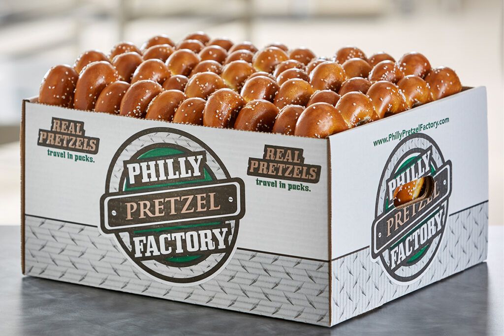 Salted pretzels from Philly Pretzel Factory. 