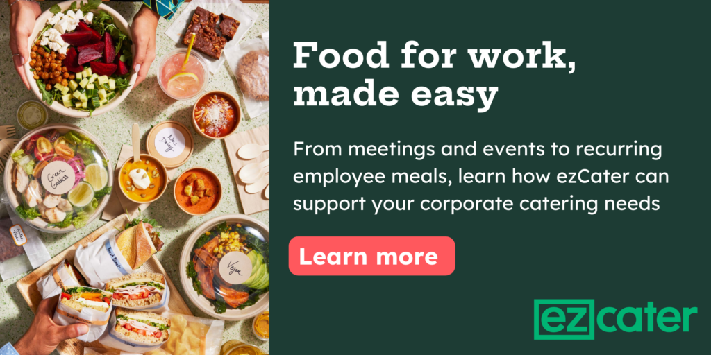 Food for work, made easy. From meetings and events to recurring employee meals, learn how ezCater can support your corporate catering needs. Learn more.