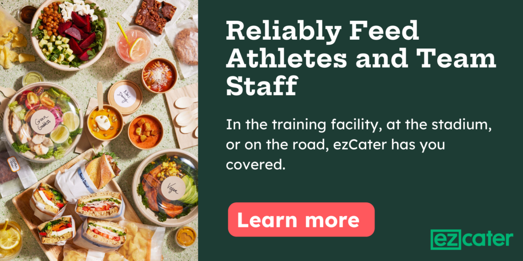 Reliably Feed Athletes and Team Staff. In the training facility, at the stadium, or on the road, ezCater has you covered. Learn more.