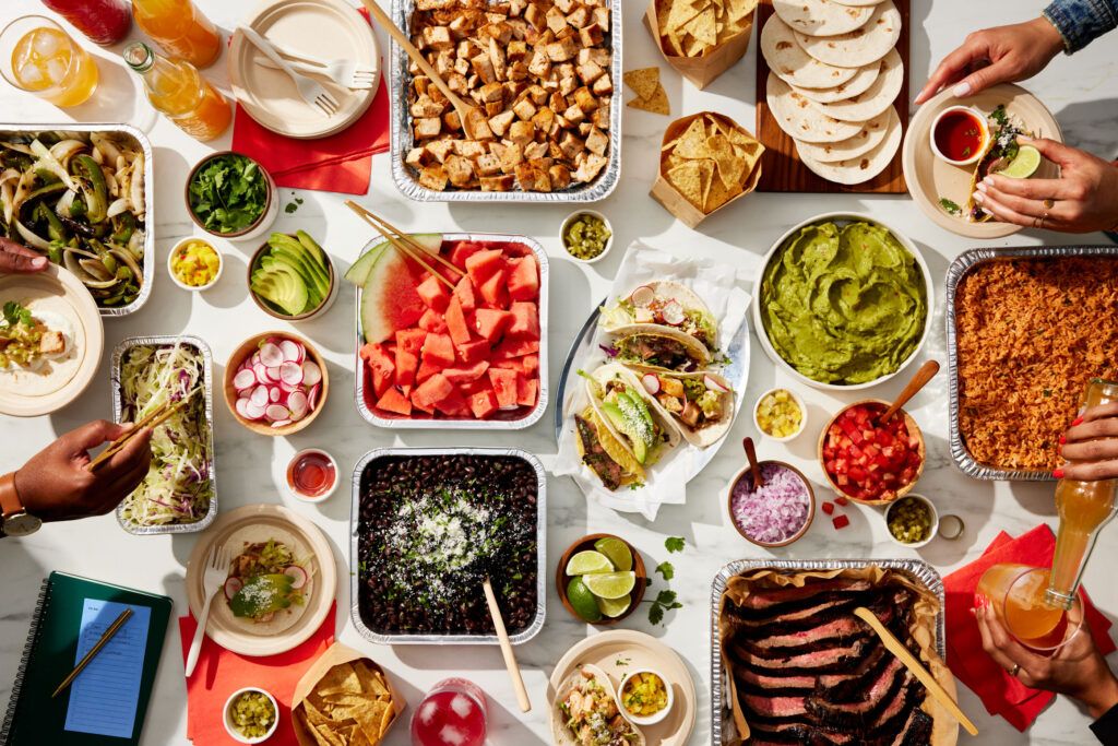 catered taco spread