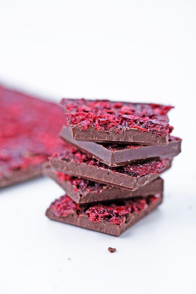 chocolate bark with dried strawberries