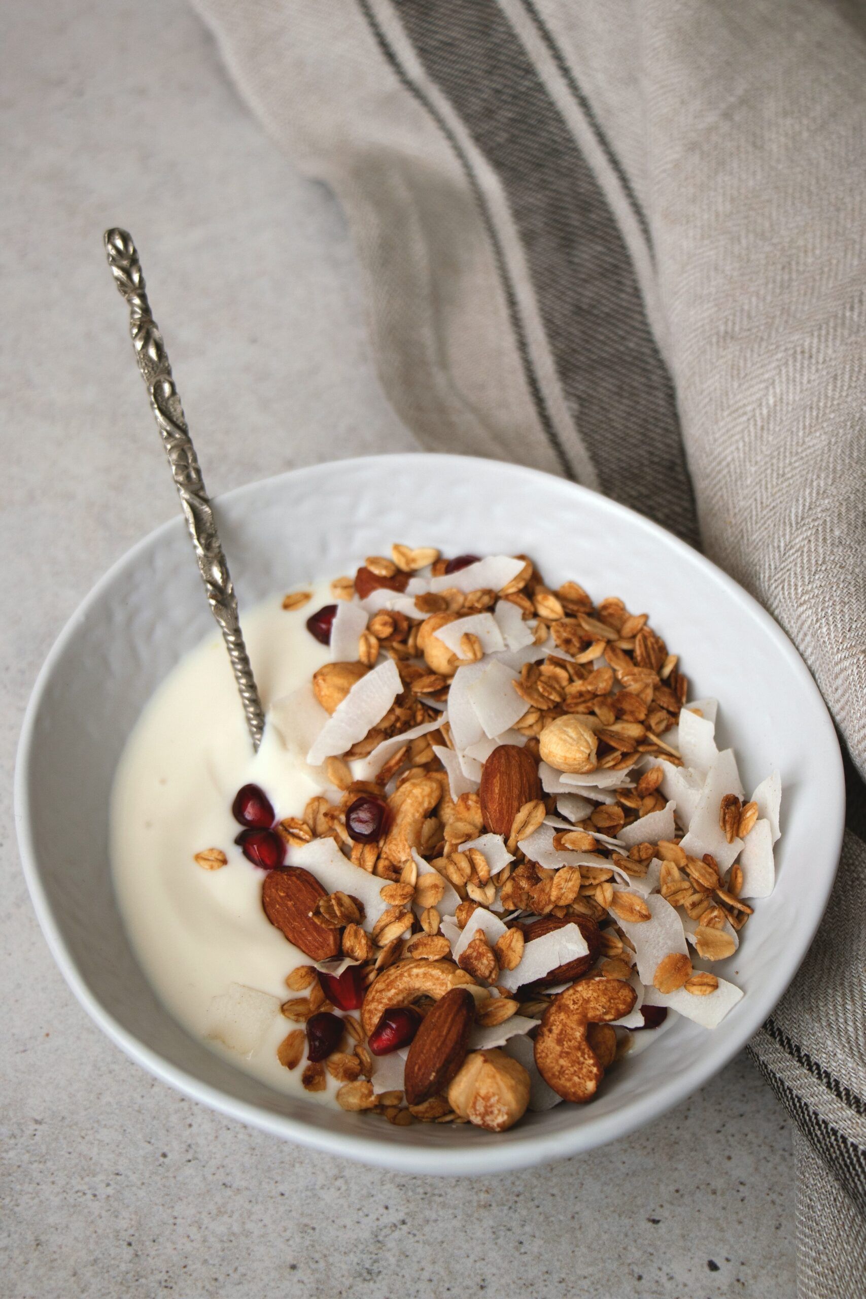 yogurt with granola on top