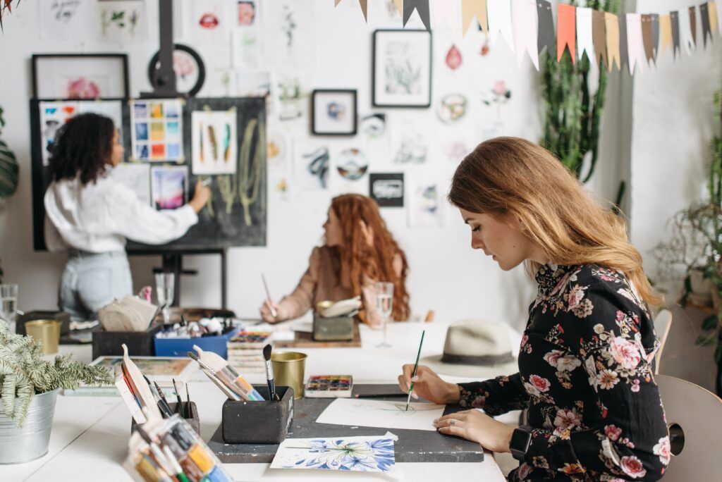 Women painting.