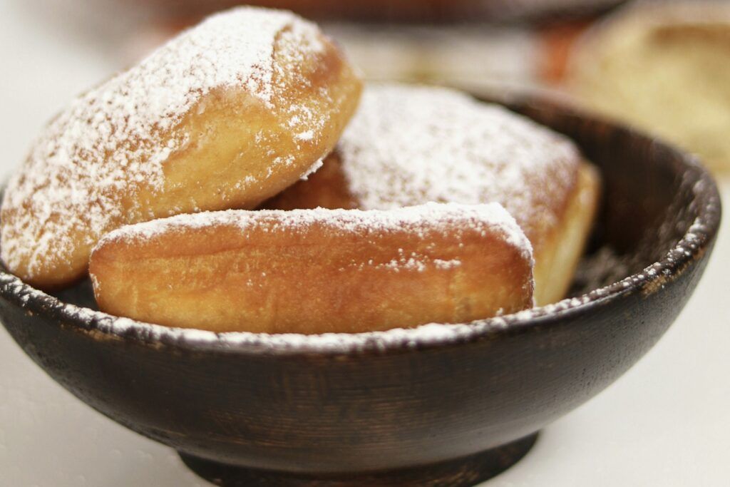 Beignets in a bowl.