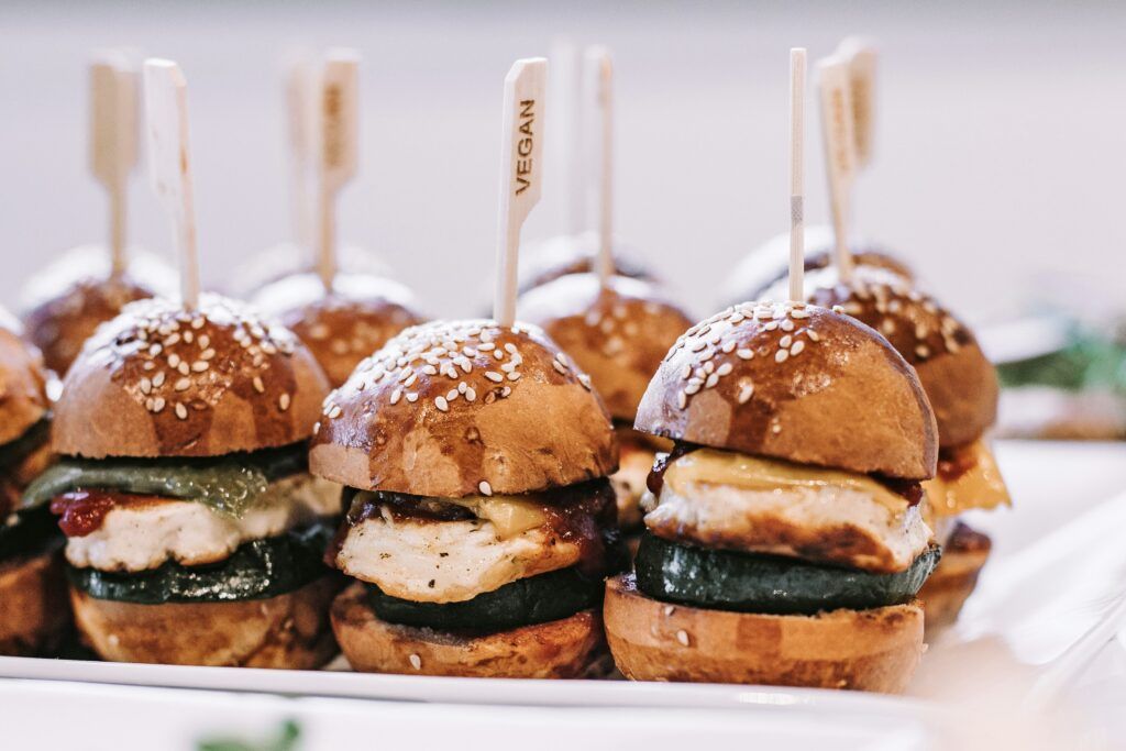 Vegan sliders on a plate.