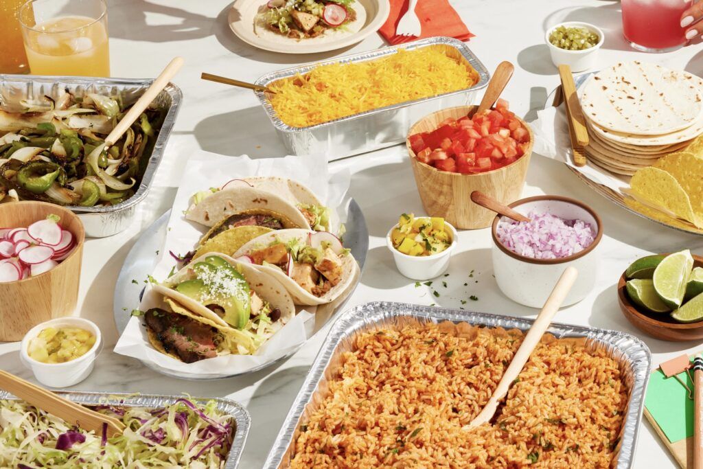 A catered taco bar.