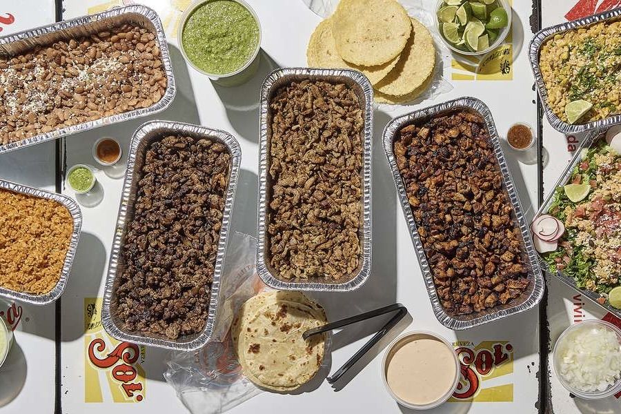 A 3-protein taco bar from Taqueria Invicto.