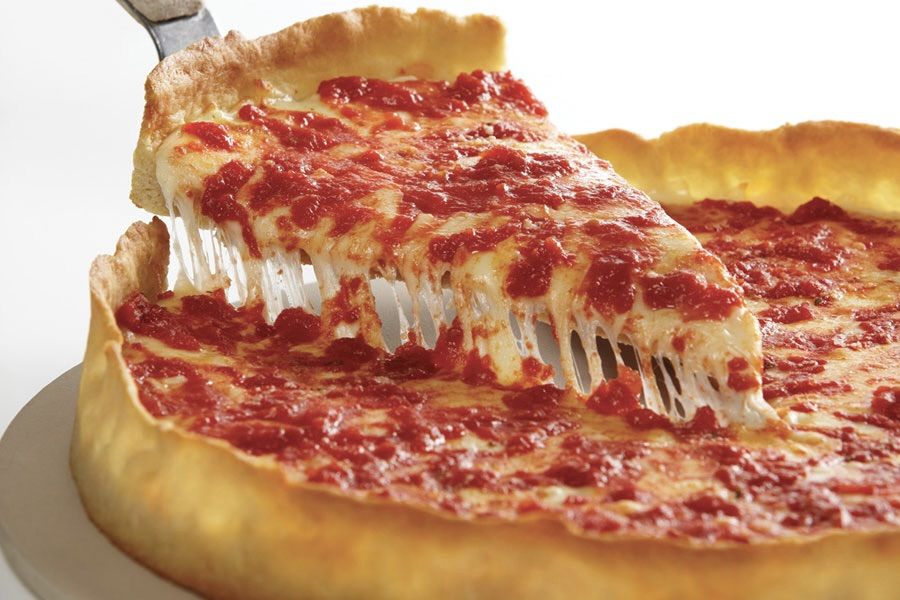 A pepperoni deep dish pizza from Lou Malnati's Pizzeria