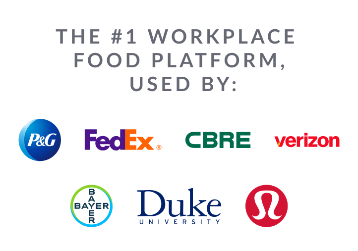 he #1 Workplace Food Platform, used by: P&G, FedEx, CBRE, Verizon, Bayer, Duke, Lululemon