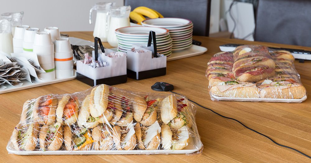Sandwiches in an office