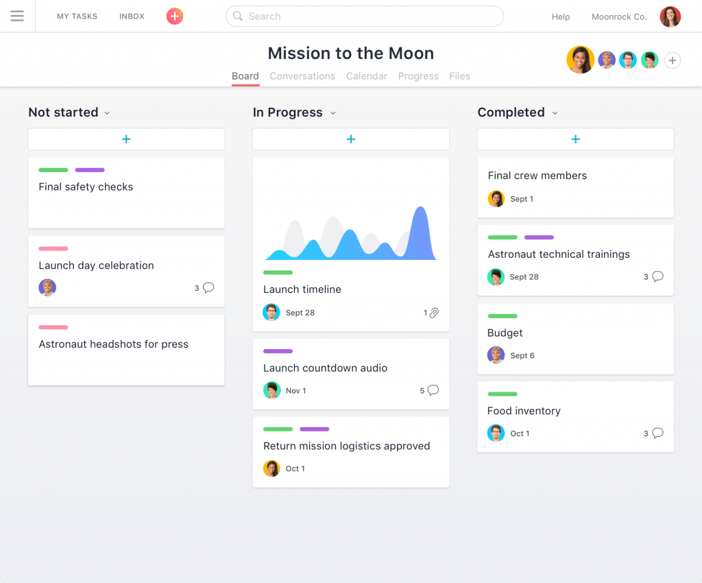 Asana is an online task management tool that helps you break big projects into smaller tasks.