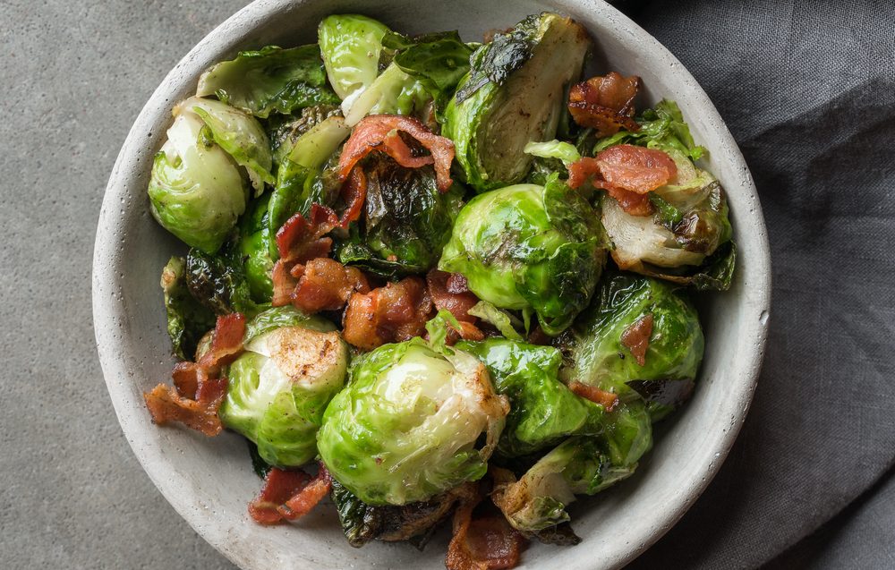 Healthy fresh vegetables and savory bacon make the perfect pair.